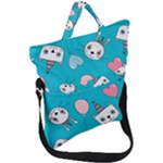 Birtay Cats Bunnies, Koteto Fold Over Handle Tote Bag