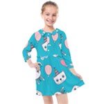 Birtay Cats Bunnies, Koteto Kids  Quarter Sleeve Shirt Dress