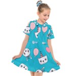 Birtay Cats Bunnies, Koteto Kids  Short Sleeve Shirt Dress