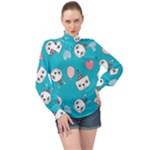 Birtay Cats Bunnies, Koteto High Neck Long Sleeve Chiffon Top