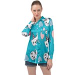 Birtay Cats Bunnies, Koteto Long Sleeve Satin Shirt