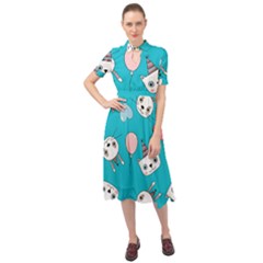 Keyhole Neckline Chiffon Dress 