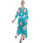 Birtay Cats Bunnies, Koteto Quarter Sleeve Wrap Front Maxi Dress