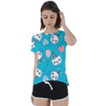 Birtay Cats Bunnies, Koteto Short Sleeve Open Back T-Shirt