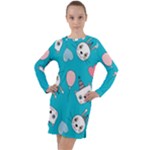 Birtay Cats Bunnies, Koteto Long Sleeve Hoodie Dress