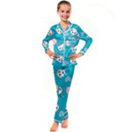 Birtay Cats Bunnies, Koteto Kids  Satin Long Sleeve Pajamas Set