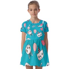 Kids  Short Sleeve Pinafore Style Dress 