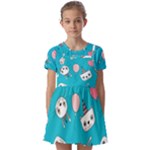 Birtay Cats Bunnies, Koteto Kids  Short Sleeve Pinafore Style Dress