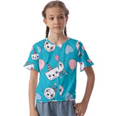 Kids  Cuff Sleeve Scrunch Bottom T-Shirt 