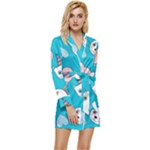 Birtay Cats Bunnies, Koteto Long Sleeve Satin Robe