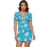 Birtay Cats Bunnies, Koteto Low Cut Cap Sleeve Mini Dress