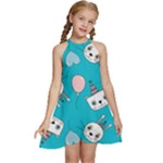 Birtay Cats Bunnies, Koteto Kids  Halter Collar Waist Tie Chiffon Dress