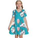 Birtay Cats Bunnies, Koteto Kids  Short Sleeve Tiered Mini Dress