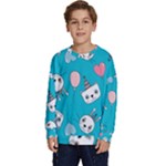 Birtay Cats Bunnies, Koteto Kids  Crewneck Sweatshirt