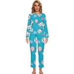 Birtay Cats Bunnies, Koteto Womens  Long Sleeve Lightweight Pajamas Set