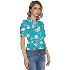 Puffed Short Sleeve Button Up Jacket 