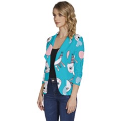 Women s One-Button 3/4 Sleeve Short Jacket 