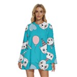 Birtay Cats Bunnies, Koteto Round Neck Long Sleeve Bohemian Style Chiffon Mini Dress