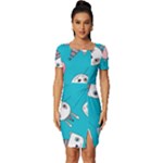 Birtay Cats Bunnies, Koteto Fitted Knot Split End Bodycon Dress