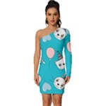 Birtay Cats Bunnies, Koteto Long Sleeve One Shoulder Mini Dress