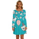 Birtay Cats Bunnies, Koteto Long Sleeve Wide Neck Velvet Dress