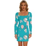 Birtay Cats Bunnies, Koteto Long Sleeve Square Neck Bodycon Velvet Dress