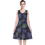 Blackberry Fruit, Fruit V-Neck Midi Sleeveless Dress 