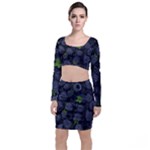 Blackberry Fruit, Fruit Long Sleeve Crop Top & Bodycon Skirt Set