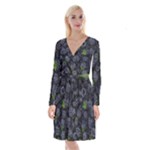 Blackberry Fruit, Fruit Long Sleeve Velvet Front Wrap Dress