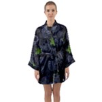 Blackberry Fruit, Fruit Long Sleeve Satin Kimono