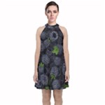 Blackberry Fruit, Fruit Velvet Halter Neckline Dress 