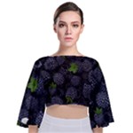 Blackberry Fruit, Fruit Tie Back Butterfly Sleeve Chiffon Top