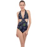 Blackberry Fruit, Fruit Halter Front Plunge Swimsuit