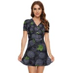 Blackberry Fruit, Fruit V-Neck High Waist Chiffon Mini Dress