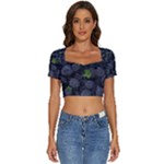 Blackberry Fruit, Fruit Short Sleeve Square Neckline Crop Top 