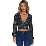 Blackberry Fruit, Fruit Long Sleeve Deep-V Velour Top