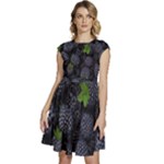 Blackberry Fruit, Fruit Cap Sleeve High Waist Dress