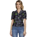 Blackberry Fruit, Fruit Puffed Short Sleeve Button Up Jacket