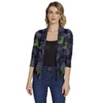 Blackberry Fruit, Fruit Women s Draped Front 3/4 Sleeve Shawl Collar Jacket