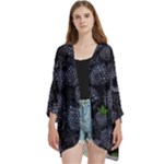 Blackberry Fruit, Fruit Open Front 3/4 Sleeve Batwing Chiffon Cardigan Kimono