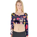 Bunny - Easter Pattern Long Sleeve Crop Top