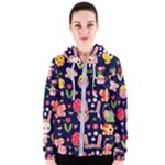 Bunny - Easter Pattern Women s Zipper Hoodie