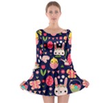 Bunny - Easter Pattern Long Sleeve Skater Dress