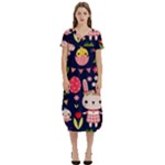 Bunny - Easter Pattern T-Shirt Midi Dress With Pockets