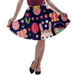 Bunny - Easter Pattern A-line Skater Skirt