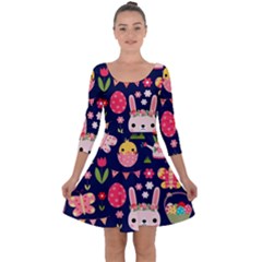 Quarter Sleeve Skater Dress 