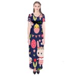 Bunny - Easter Pattern Short Sleeve Maxi Dress