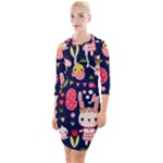 Bunny - Easter Pattern Quarter Sleeve Hood Bodycon Dress