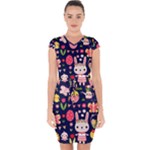 Bunny - Easter Pattern Capsleeve Drawstring Dress 