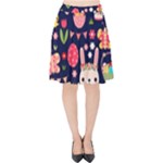 Bunny - Easter Pattern Velvet High Waist Skirt